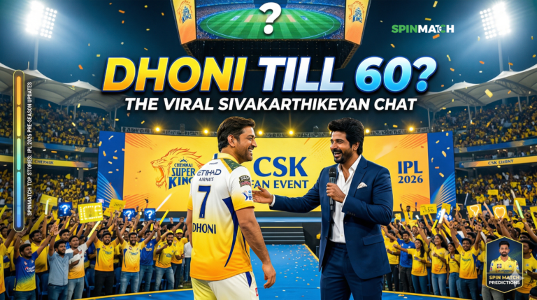 Dhoni CSK Updates on Spinmatch Banner MS Dhoni to Play IPL Until 60? Viral Chat with Sivakarthikeyan Breaks the Internet!